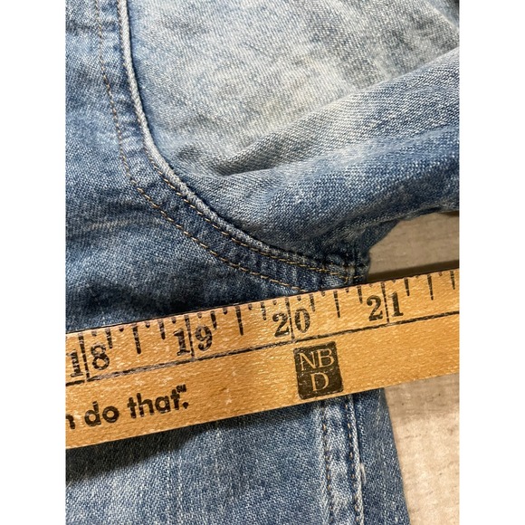 The Kooples jeans distressed denim button down shirt‎ size Medium - Picture 2 of 6